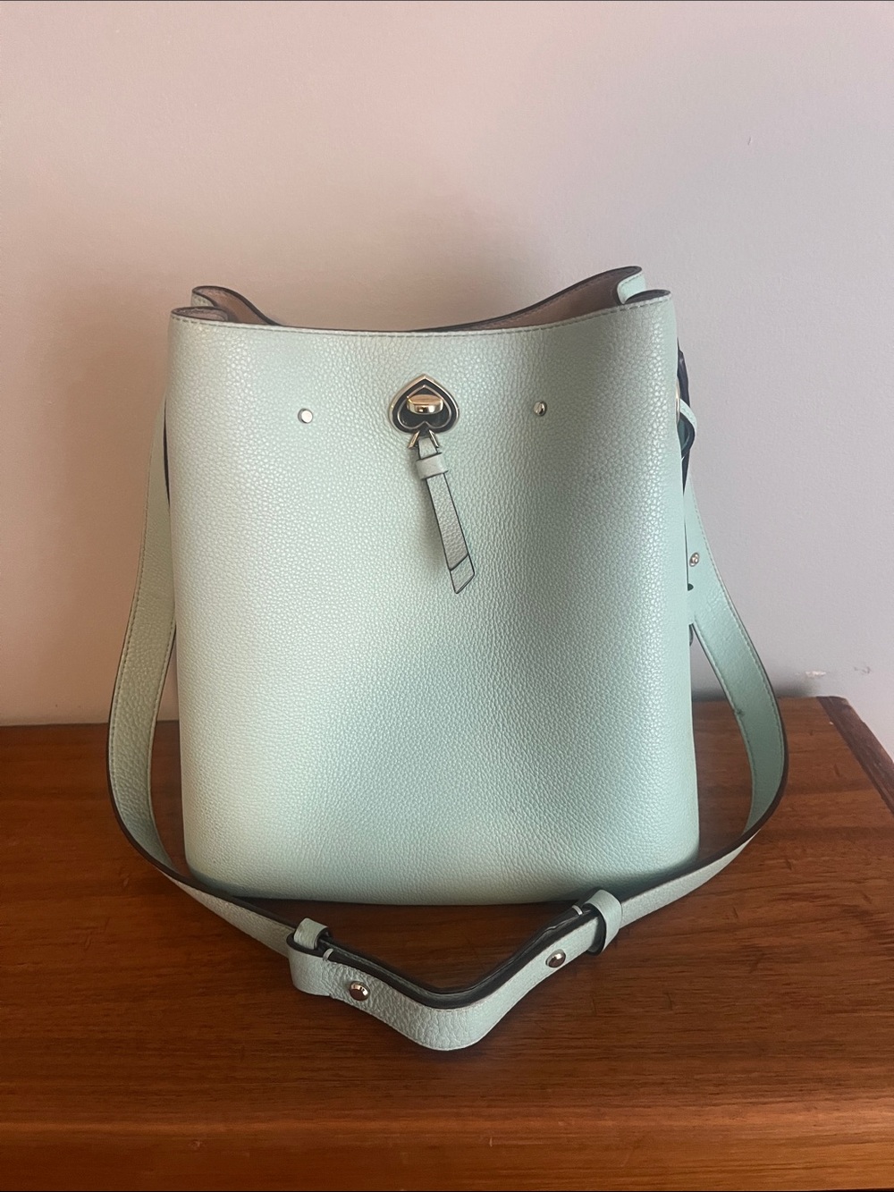 kate spade Mint Green Pebbled Leather Bucket Bag